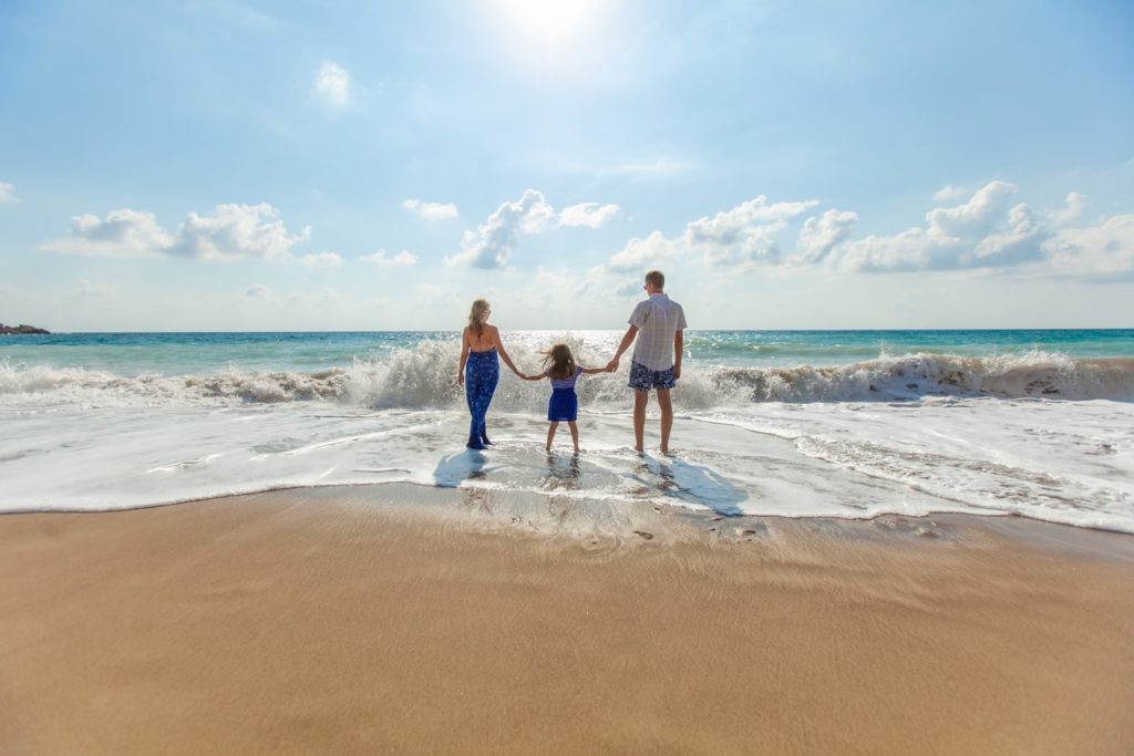 photo of a family at the beach